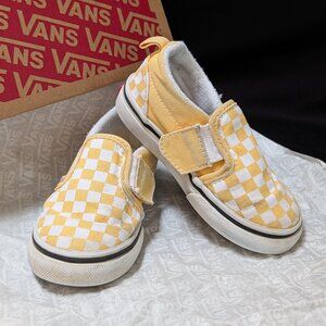 Toddler Classic Slip-On Vans Sneakers - Banana Yellow Checkerboard - Size 6.5
